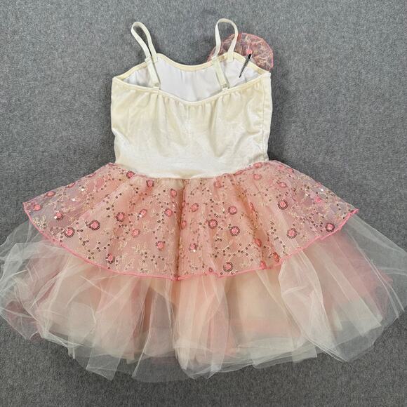 Revolution Dance Costume Tutu Size MC Style # RC25796 Beige Pink Embroidered - Picture 9 of 10